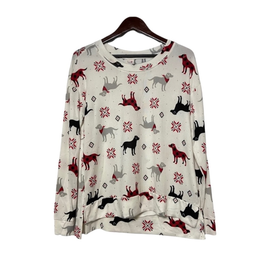 Dog’s With Bandanas Long Sleeve Top Sleepwear Women’s Size Medium
